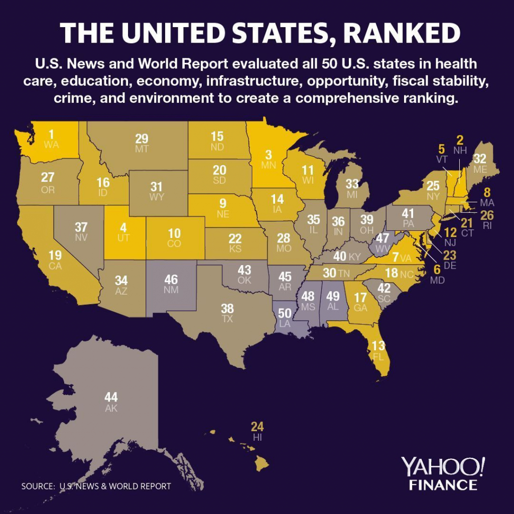 Map: The United States Of America, Ranked From Best To Worst - Yahoo Map Texas