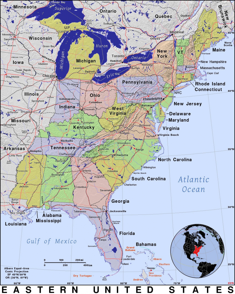 Map Usa East Coast States Capitals | World Map - Printable Map Of East Coast
