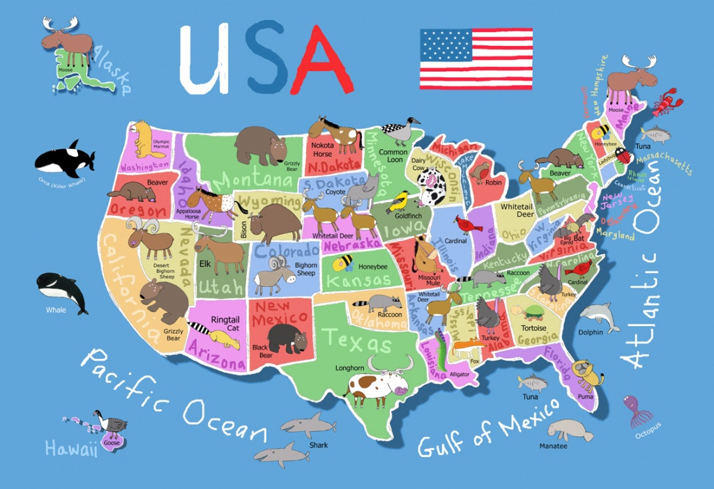 Map Usa Kids Kids Map Usachildren S Illustrator Carla Daly - Printable Children&amp;#039;s Map Of The United States