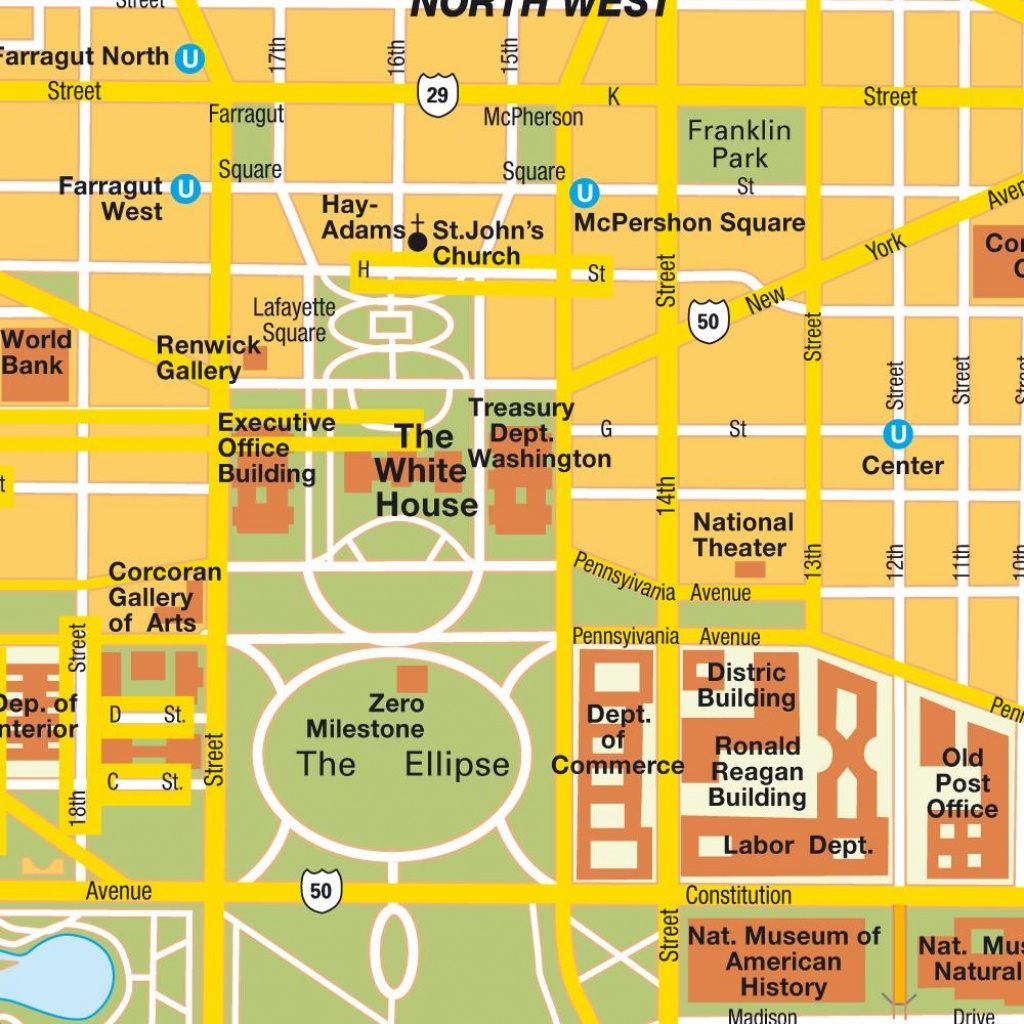 Map Washington Dc (City Center), District Of Columbia, Usa. Central - Washington Dc City Map Printable