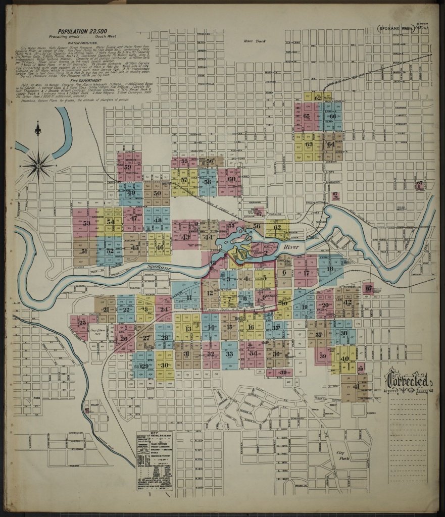 Map, Washington, Spokane | Library Of Congress - Downtown Spokane Map Printable