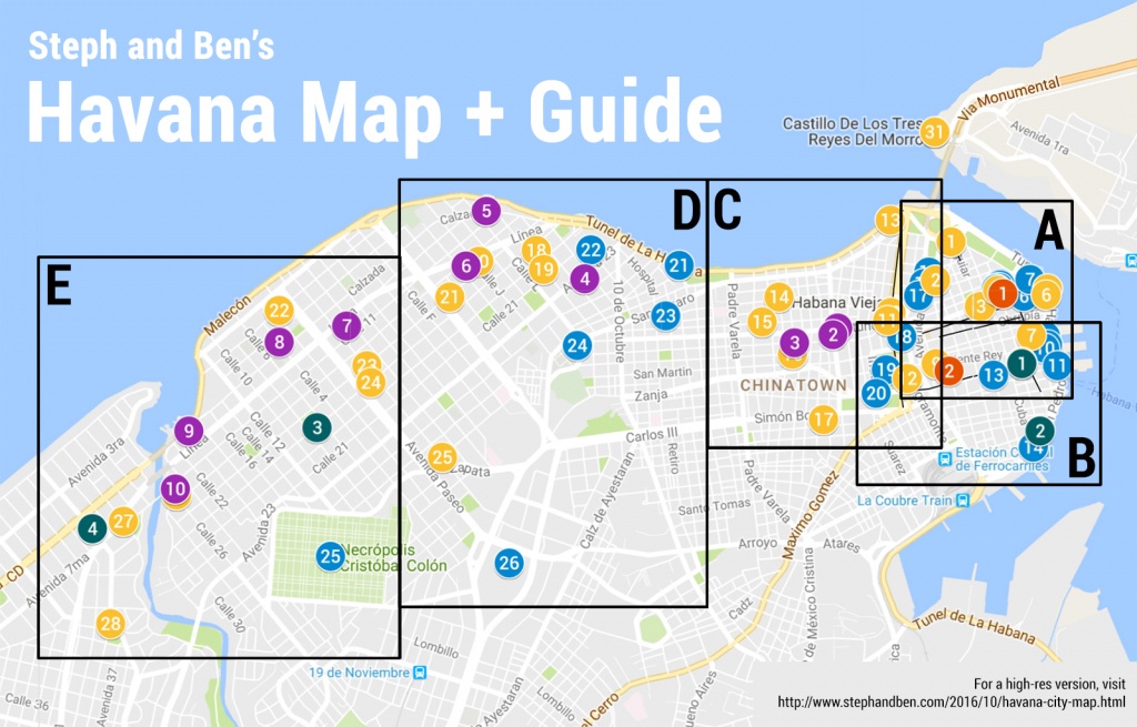 Map What To Eat And See In Havana Cuba Steph And Bens Travels Havana City Map Printable 