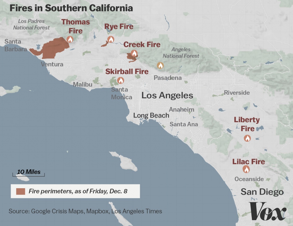 Map: Where Southern California&amp;#039;s Massive Blazes Are Burning - Vox - Malibu California Map