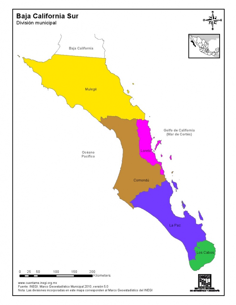 Mapa Para Imprimir De Baja California Sur Mapa En Color De Los - Baja California Norte Map