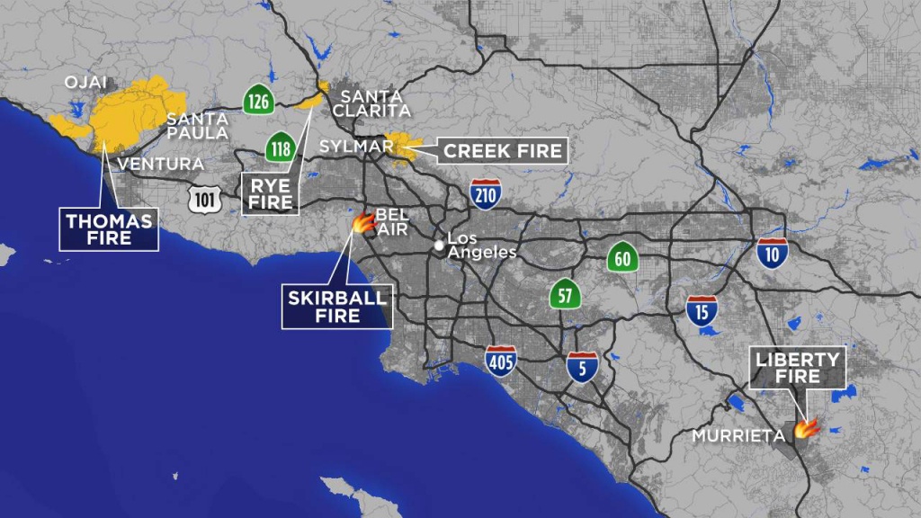 Maps: A Look At Each Fire Burning In The Los Angeles Area  Abc7 - Map Of Southern California 