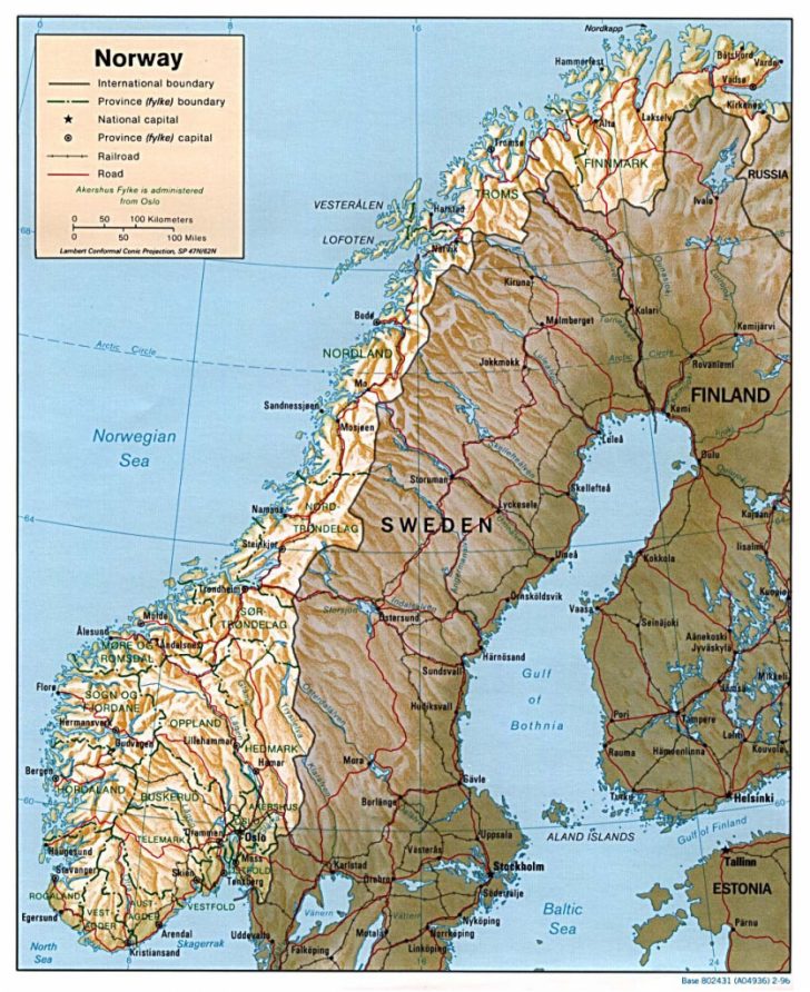 Printable Map Of Norway With Cities