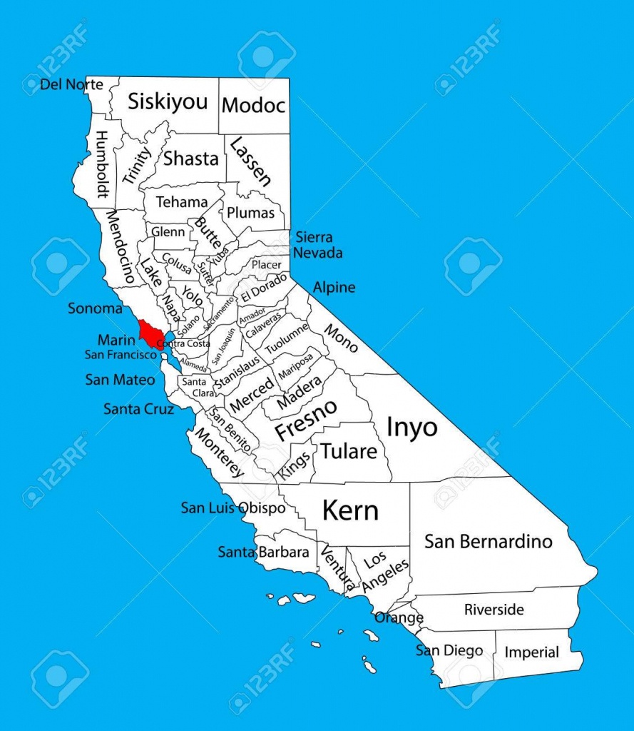 Marin County (California, United States Of America) Vector Map - Marin County California Map