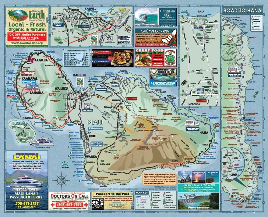 Maui Road Map | Menehune Maps - Maui Road Map Printable