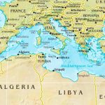 Mediterranean Sea Physical Map   Mediterranean Map Printable