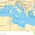 Mediterranean Sea Region Political Map Stock Vector   Illustration   Printable Map Of The Mediterranean Sea Area