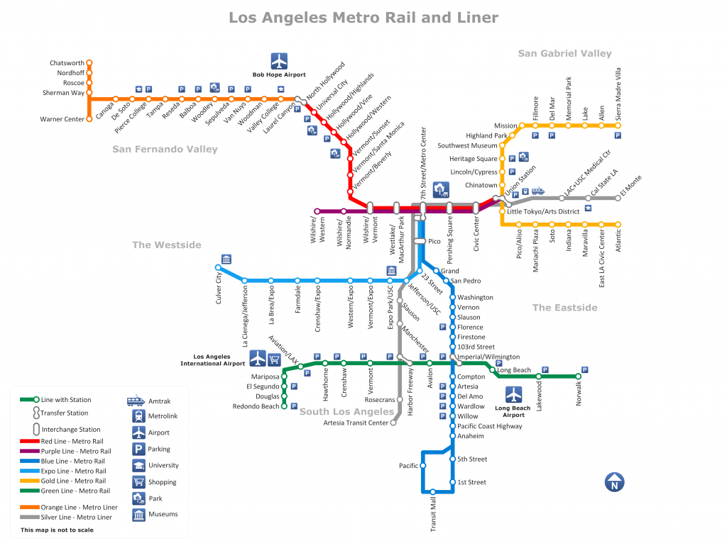 Metro Rail And Liner Los Angeles Map Www.conceptdraw - California Metro Rail Map
