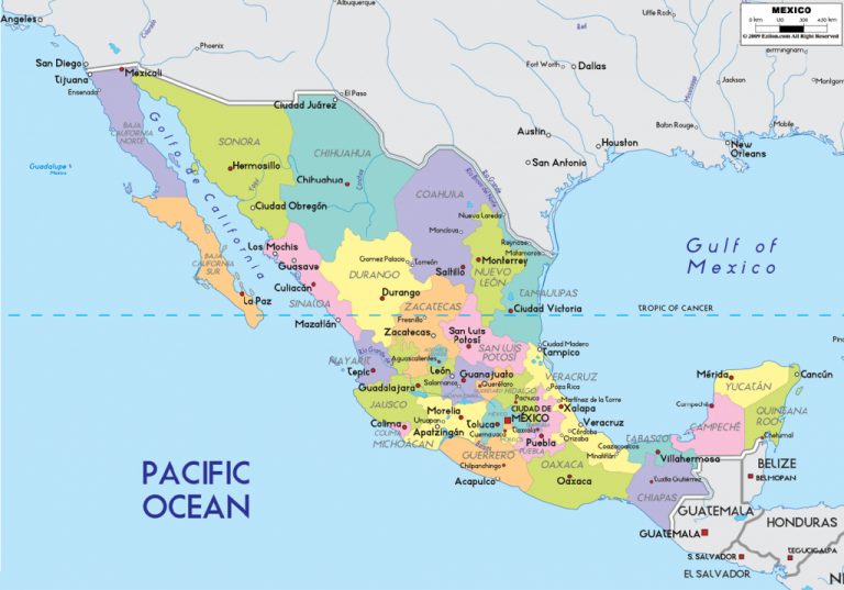 Printable Map Of Mexico States