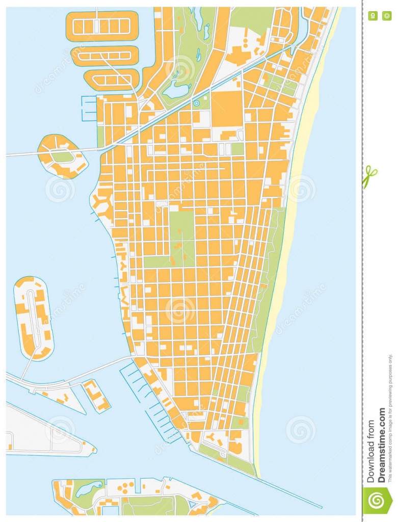 Miami-Beach Street Map, Florida Stock Illustration - Illustration Of - Street Map Of Miami Florida