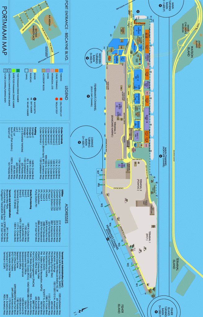 Miami (Florida) Cruise Port Map (Printable) | 35Th Birthday Road - Map Of Carnival Cruise Ports In Florida