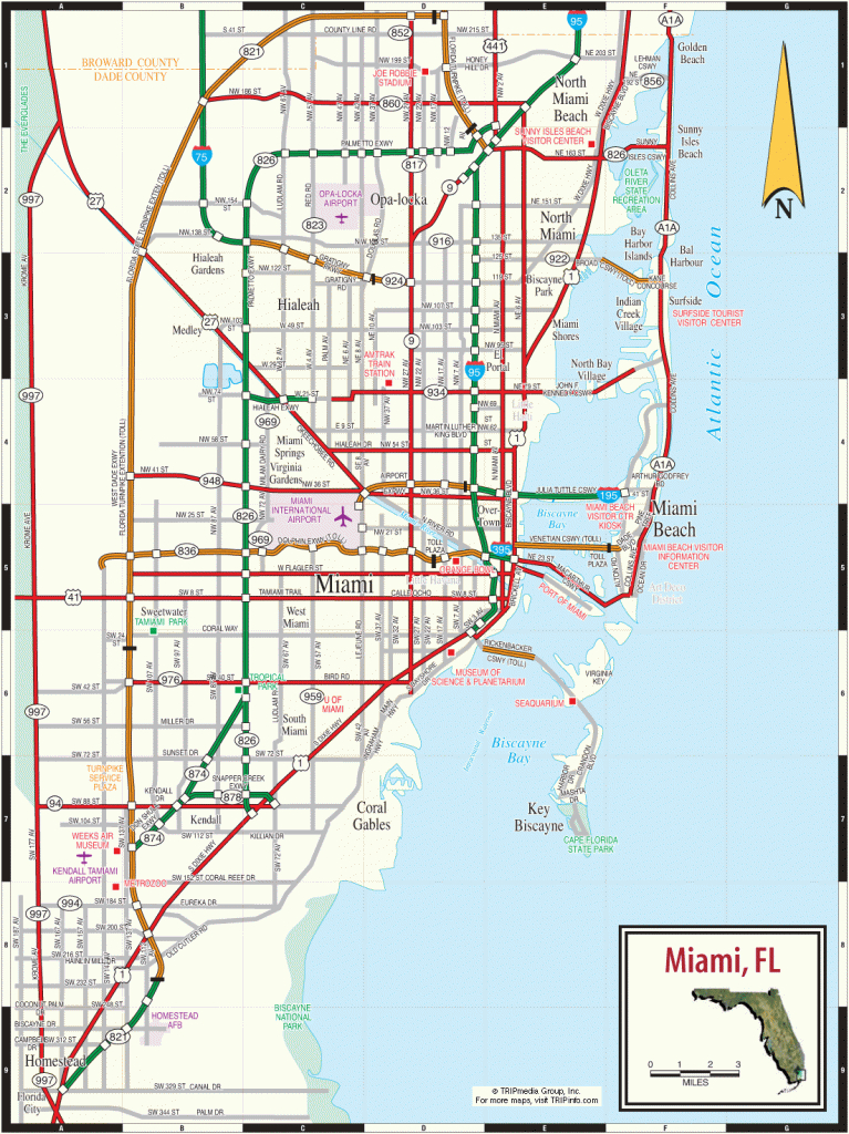 Miami Florida Tourist Map - Miami Fl • Mappery - The Map Of Miami Florida