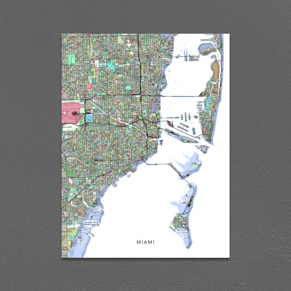 Miami Map Print Miami City Map Art Florida Colorful | Etsy - Miami City Map Printable