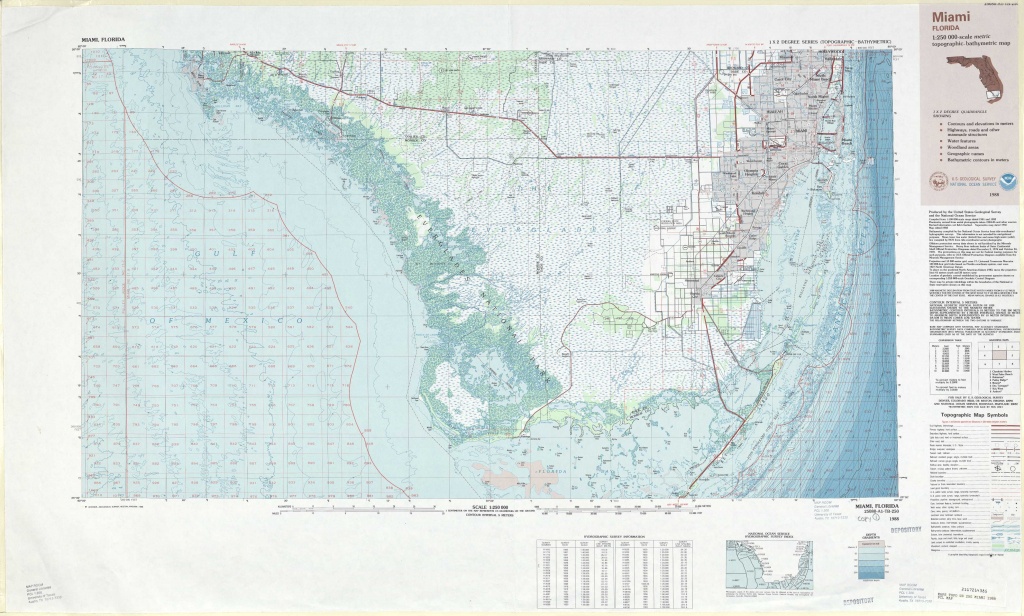 Miami Topographic Maps, Fl - Usgs Topo Quad 25080A1 At 1:250,000 Scale - Topographic Map Of South Florida