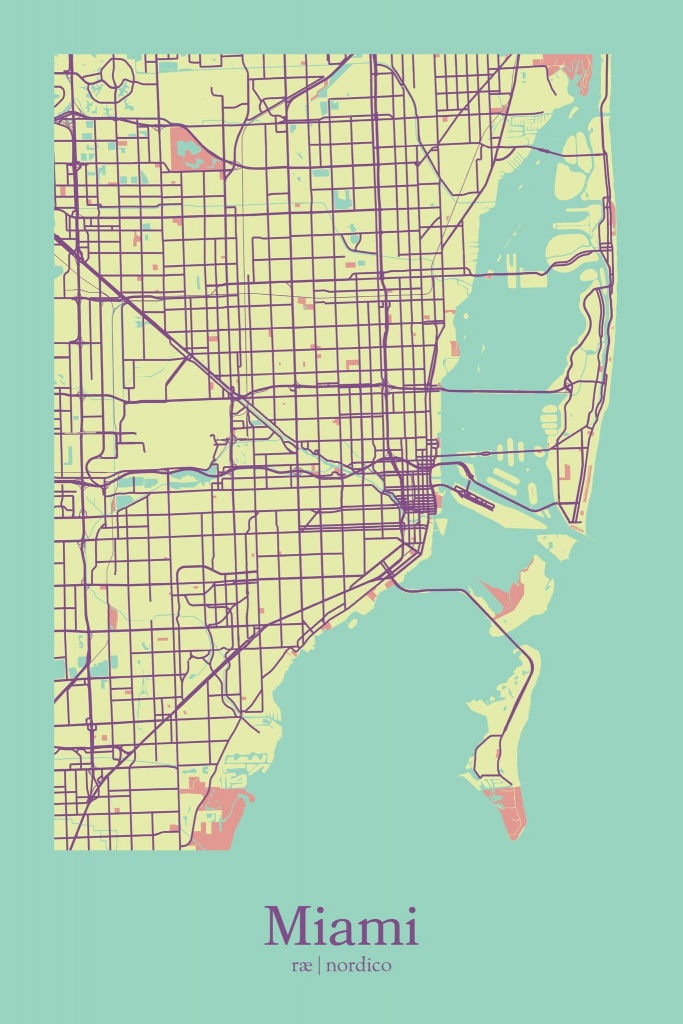 Miami, Usa Map Printrae Nordico #map #miami #florida | City Maps - Miami City Map Printable