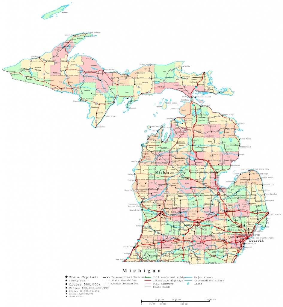Michigan Printable Map - Printable Map Of Michigan