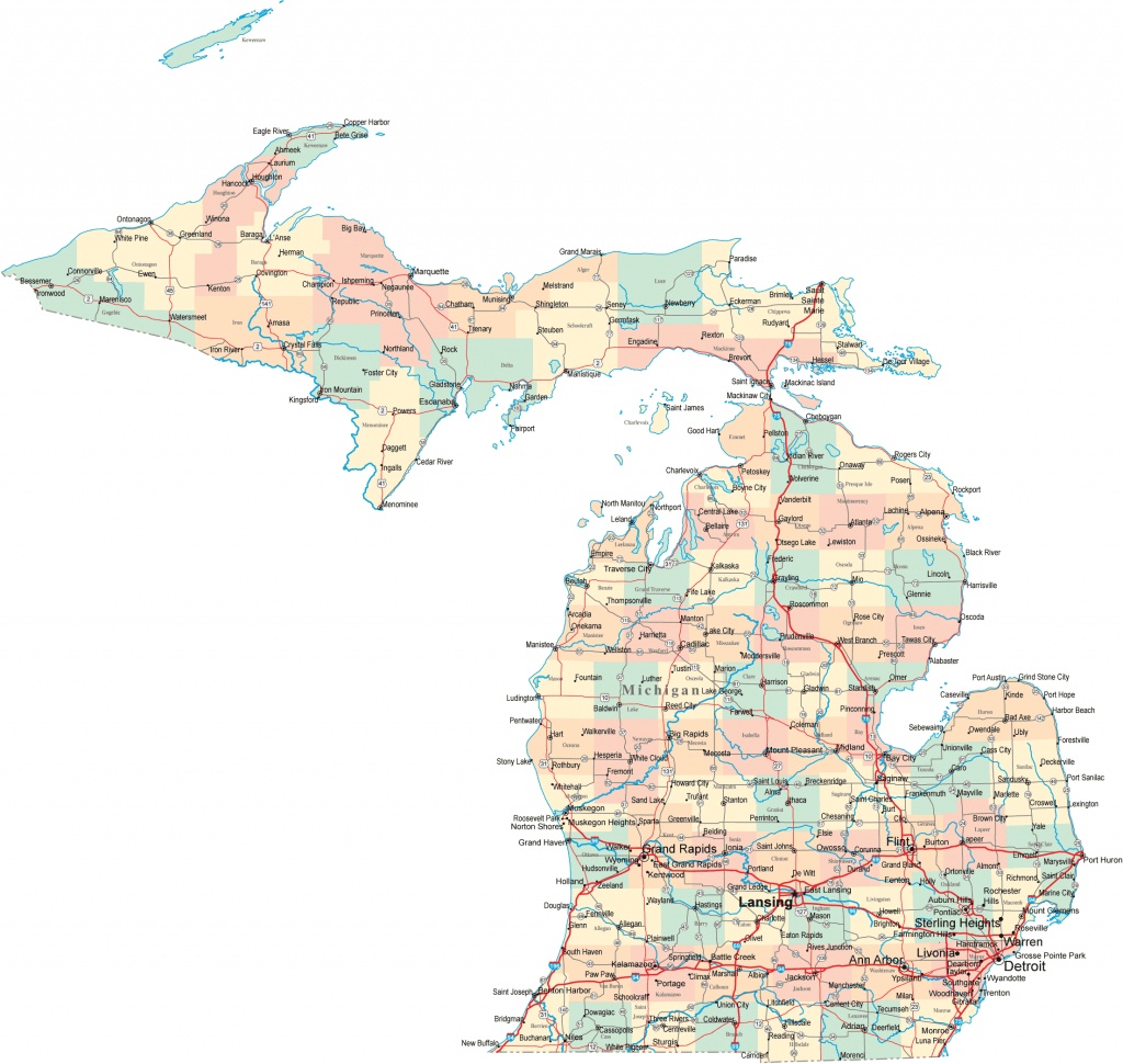 Michigan Road Map Awesome Printable Map Of Michigan - Diamant-Ltd - Printable Map Of Michigan