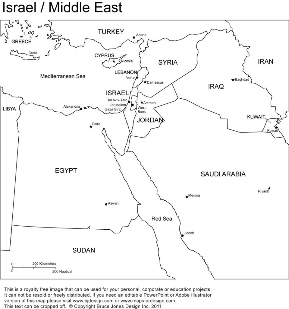 Middle East Outline Maps Printable | Israel/middle East Outline - Printable Blank Map Of Middle East