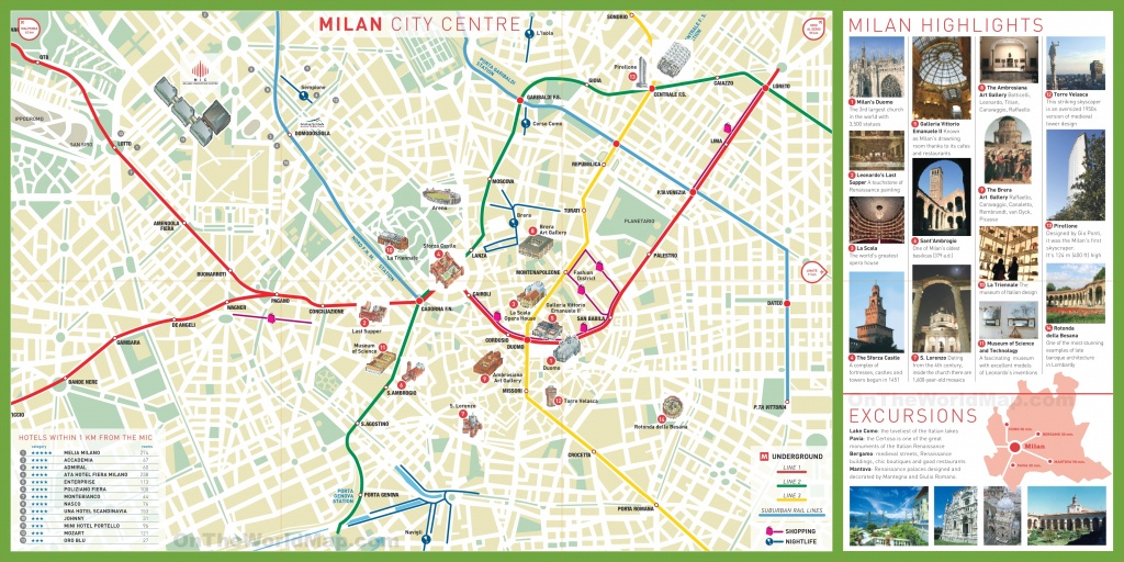 Milan Tourist Attractions Map - Printable Map Of Milan City Centre