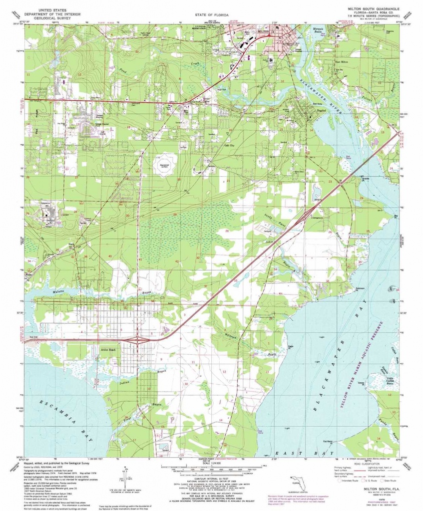 Milton South Topographic Map, Fl - Usgs Topo Quad 30087E1 - South Florida Topographic Map