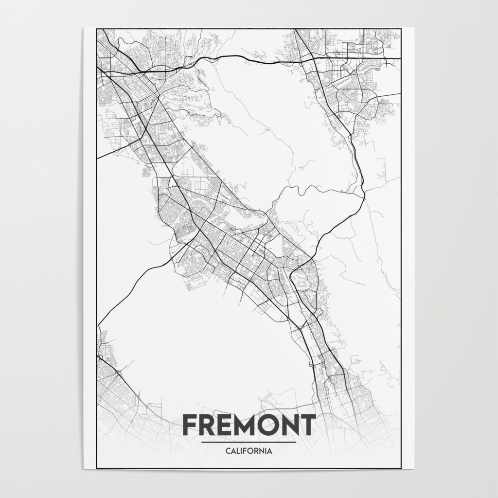 Minimal City Maps - Map Of Fremont, California, United States Poster - Fremont California Map