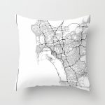 Minimal City Maps   Map Of San Diego, California, United States   California Map Pillow