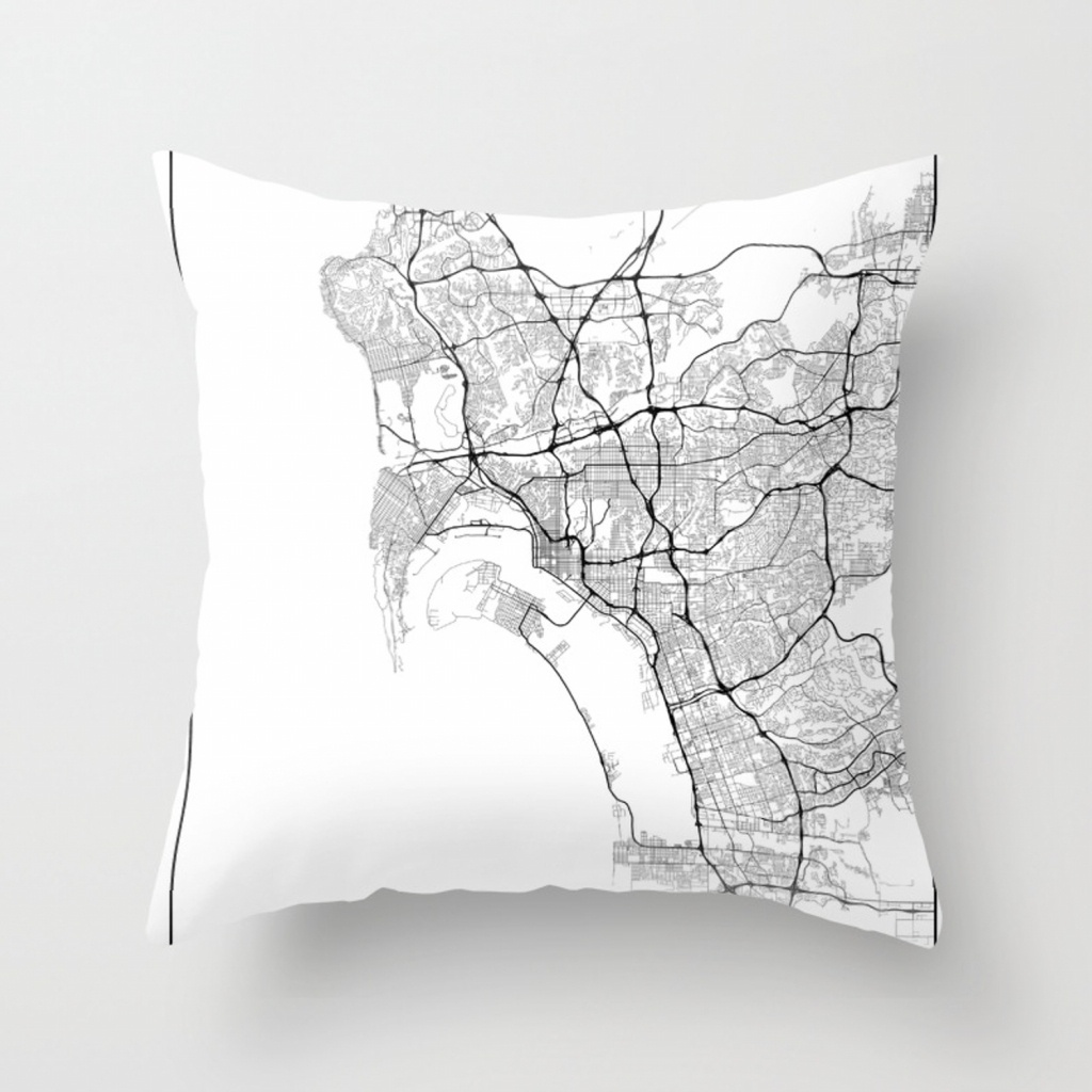 Minimal City Maps - Map Of San Diego, California, United States - California Map Pillow