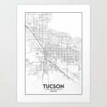 Minimal City Maps   Map Of Tucson, Arizona, United States Art Print   Printable Map Of Tucson Az
