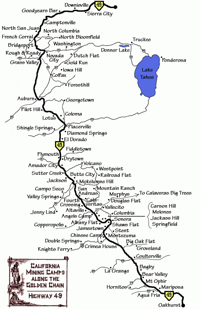 Mining Camp Map Highway 49 | Road Trip Highway 49 In 2019 | Gold - California Gold Claims Map