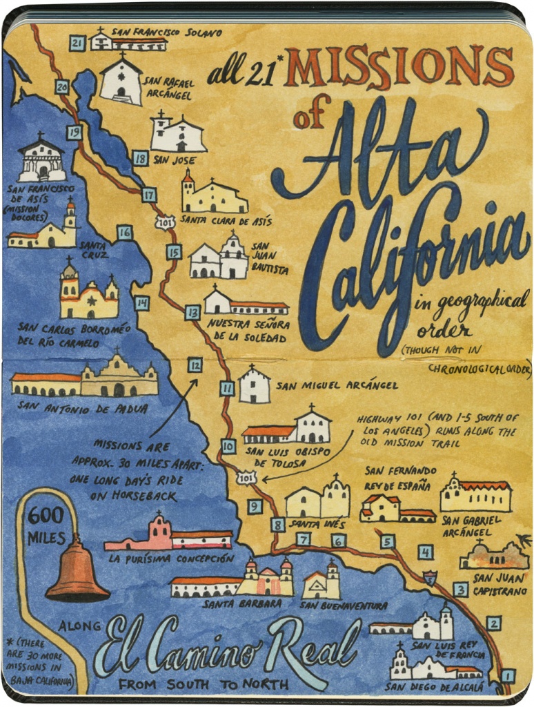 Mission: Impossible – Drawn The Road Again - California Missions Map