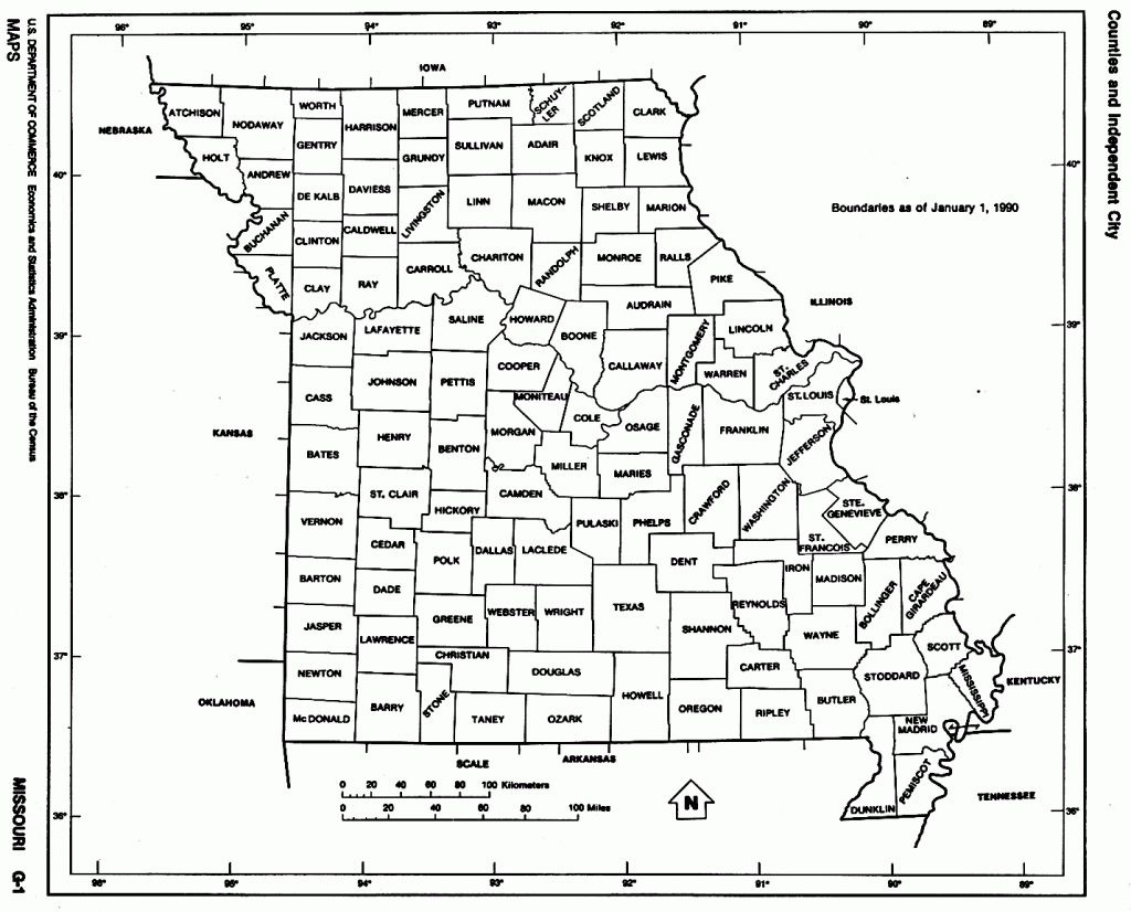 Missouri State Map With Counties Outline And Location Of Each County - Texas County Missouri Plat Map