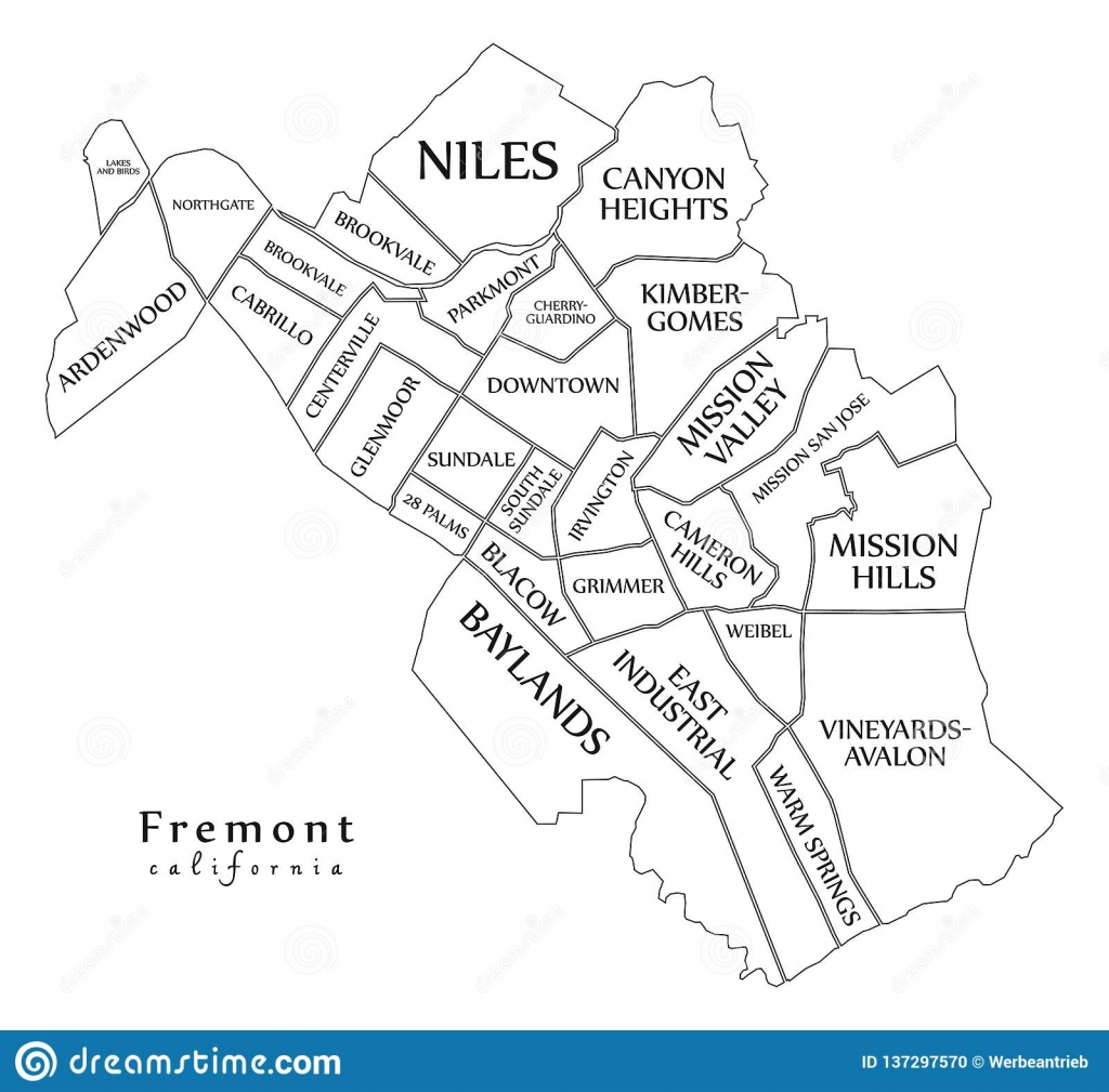 Modern City Map - Fremont California City Of The Usa With - Fremont California Map