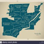 Modern City Map   Toledo Ohio City Of The Usa With Neighborhoods And   Printable Map Of Toledo Ohio