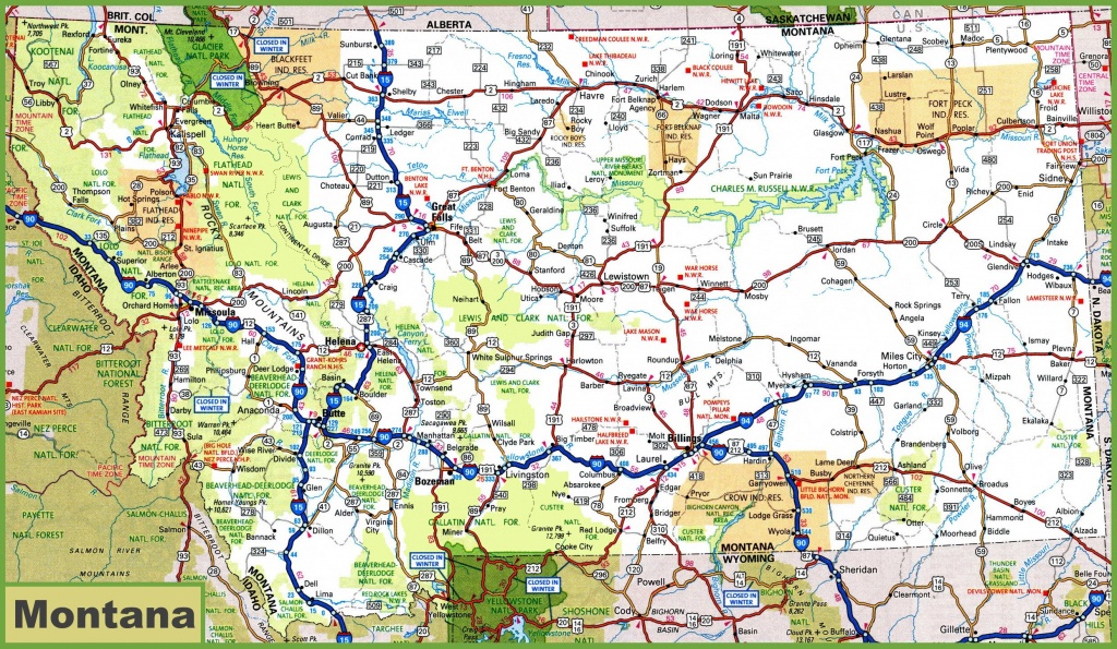 Montana Road Map - Printable State Road Maps