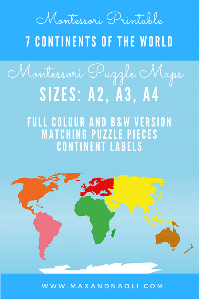 Montessori Puzzle Maps - 7 Continents Of The World | Montessori - World Map Puzzle Printable
