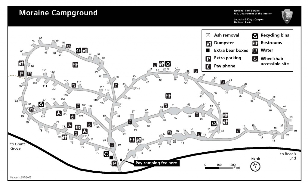 Moraine Campground - Sequoia &amp;amp; Kings Canyon National Parks (U.s. - California Tent Camping Map