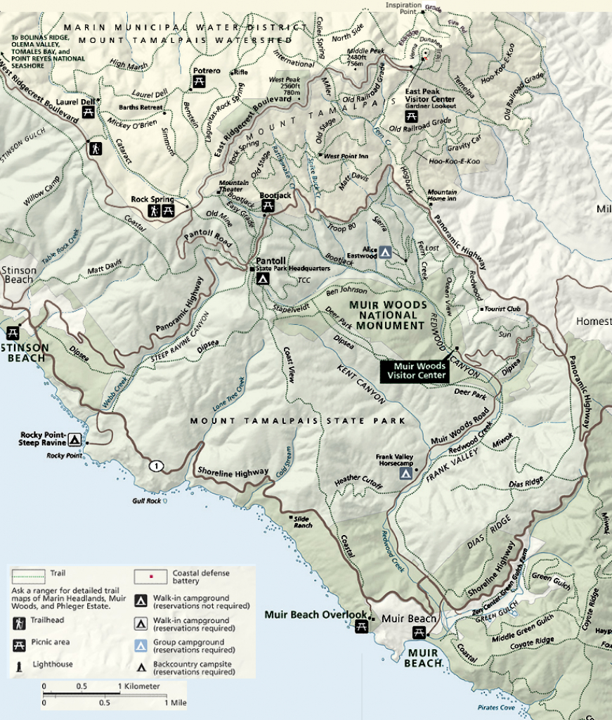 Muir Woods, Stinson Beach, Mt. Tam Hikes - Muir Woods Map California
