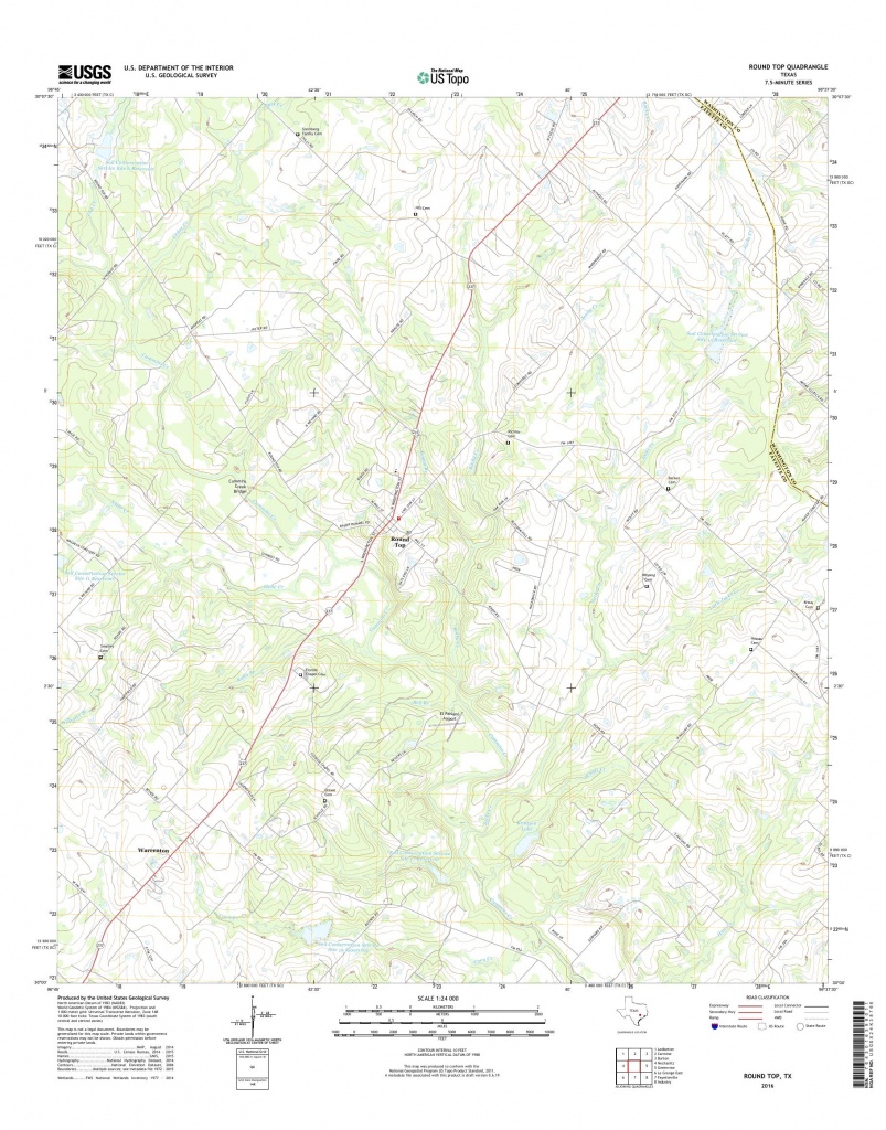 Mytopo Round Top, Texas Usgs Quad Topo Map - Round Top Texas Map