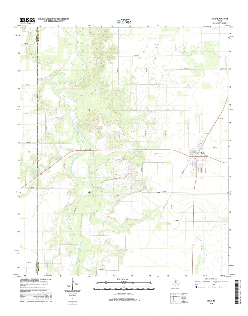 Mytopo Rule, Texas Usgs Quad Topo Map - Rule Texas Map