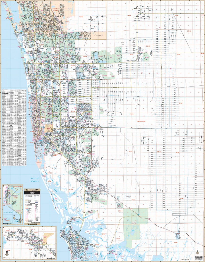 Naples &amp;amp; Collier Co, Fl Wall Map – Kappa Map Group - Collier County Florida Map