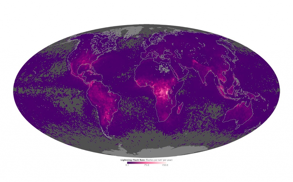 Nasa Map Shows Where Lightning Strikes Most Around The World - Lightning Map California