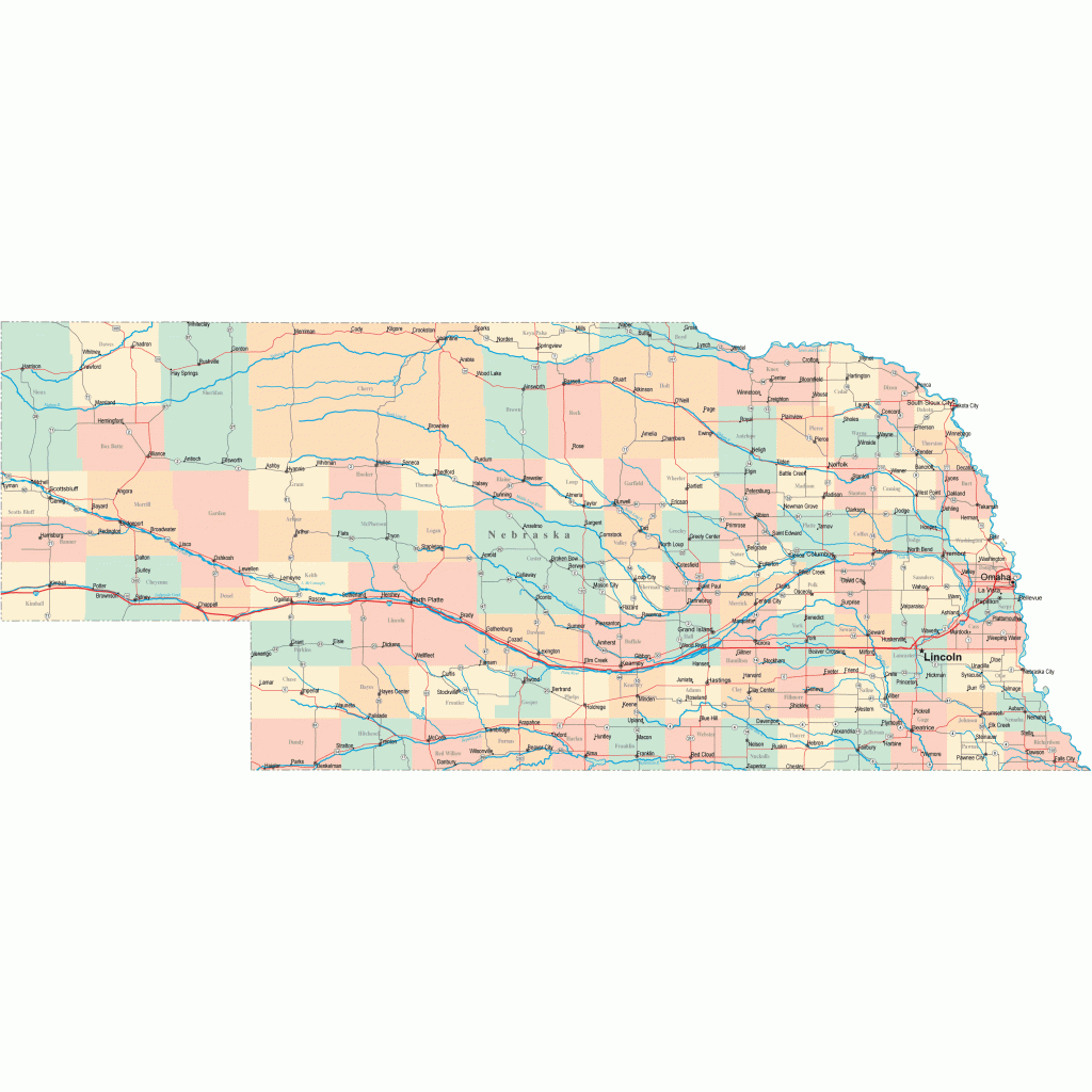 Nebraska Road Map - Ne Road Map - Nebraska Highway Map - Printable Road Map Of Nebraska