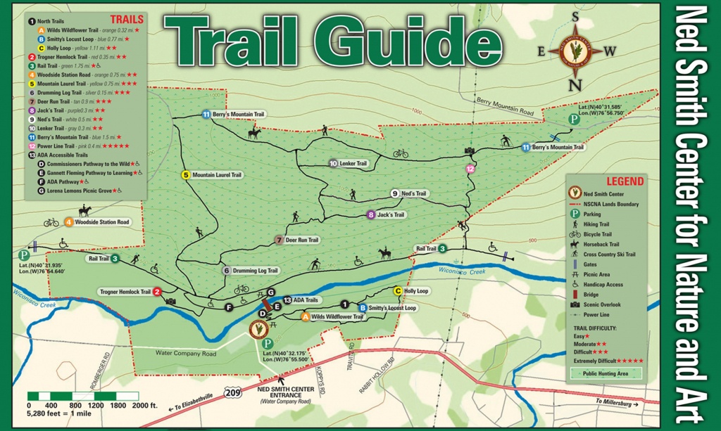 Ned Smith Center Lands And Trails | Ned Smith Center For Nature And Art - Printable Hiking Maps