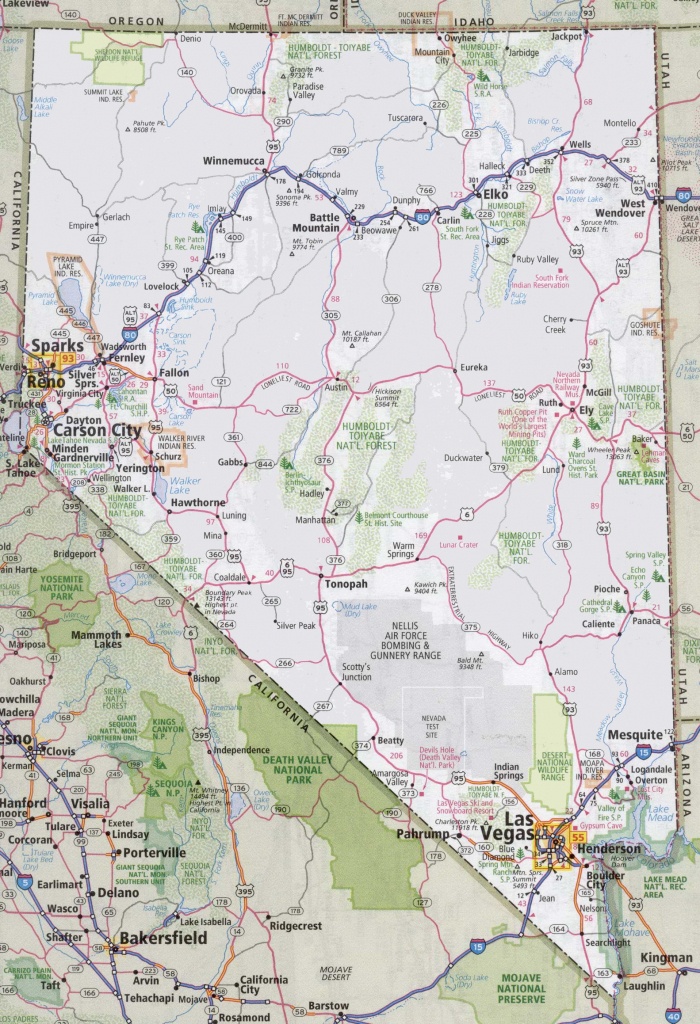 Nevada Road Map - Printable Map Of Nevada
