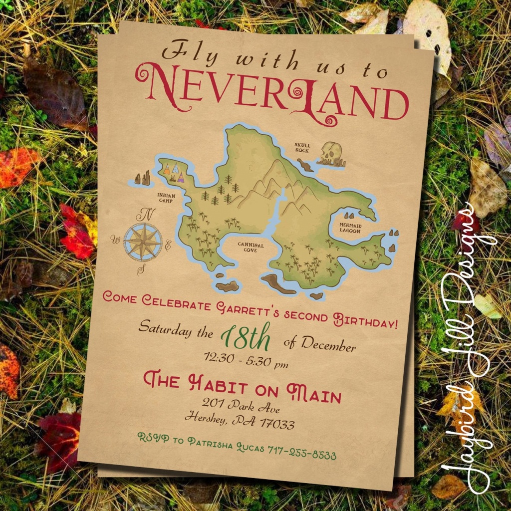 Neverland Birthday Party Invitation / Peter Pan Party / Treasure Map /  Peter Pan Birthday / Lost Boys Birthday / Neverland Party Printable - Neverland Map Printable