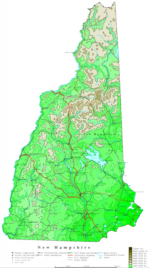 New Hampshire Contour Map - New Hampshire State Map Printable