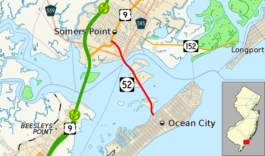 New Jersey Route 52 - Wikipedia - Printable Street Map Ocean City Nj